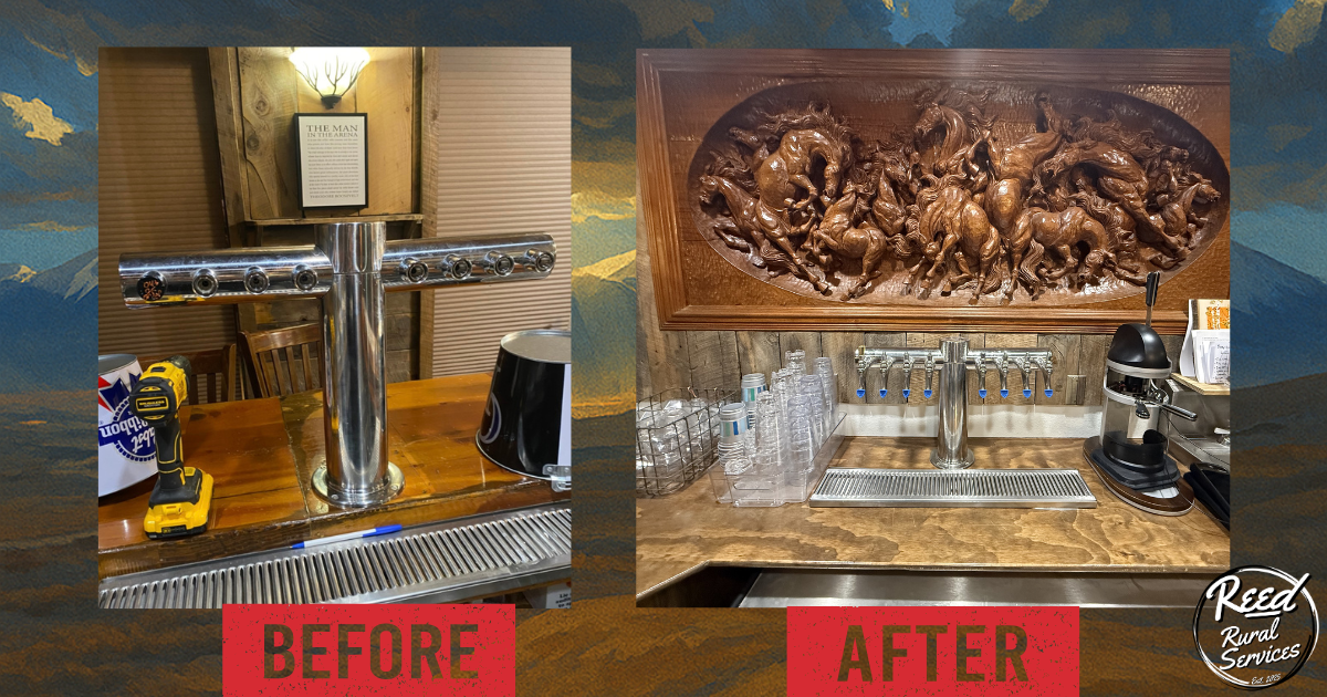 Draft beer tower relocation and installation completed by Reed Rural Services